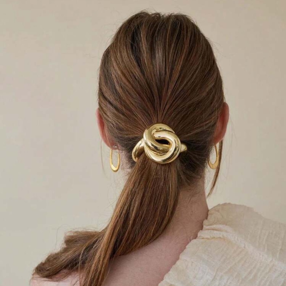 1pc Elegant Golden Metal Geometric Hair
Tie -NEW Luxury Style Ponytail H…